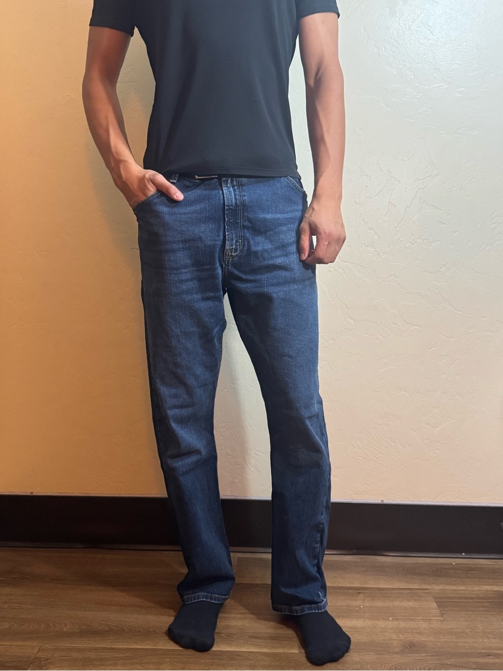 Wrangler Dark Blue Straight Fit Jeans